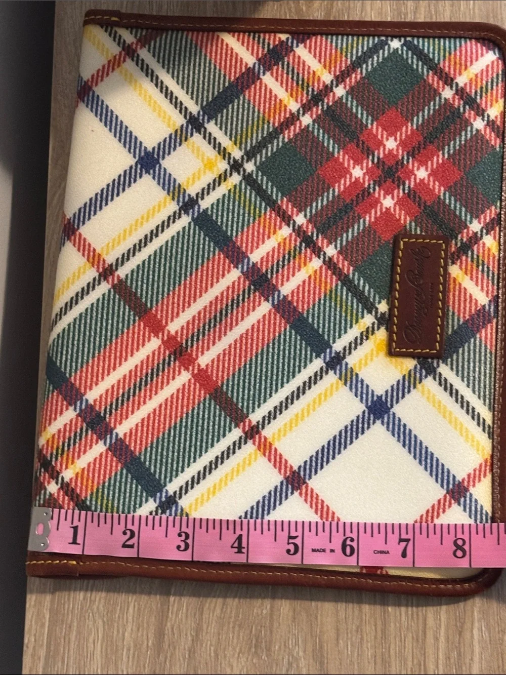 Multicolor Plaid Women or Men’s (TABLET/KINDLE) Pouch with Brown Trim